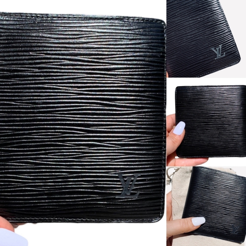 LOUIS VUITTON authentic black epi portofeuil Marco bifold men's wallet